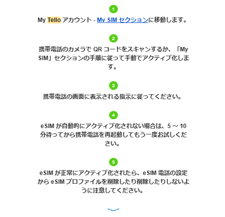TelloのSIM開通説明①