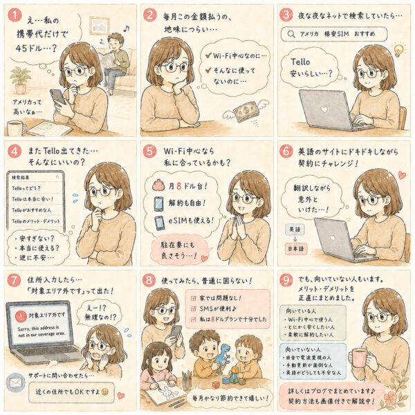 Tello（テローモバイル）を契約した経緯漫画