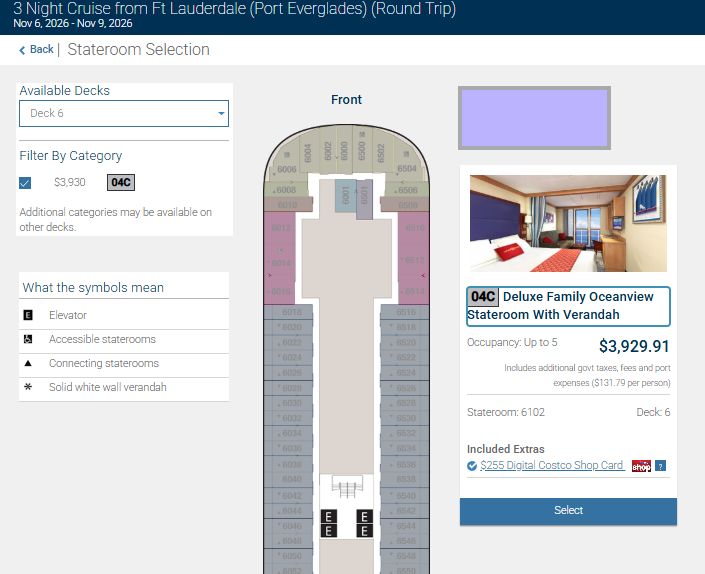 Disney Cruseの部屋番号選択