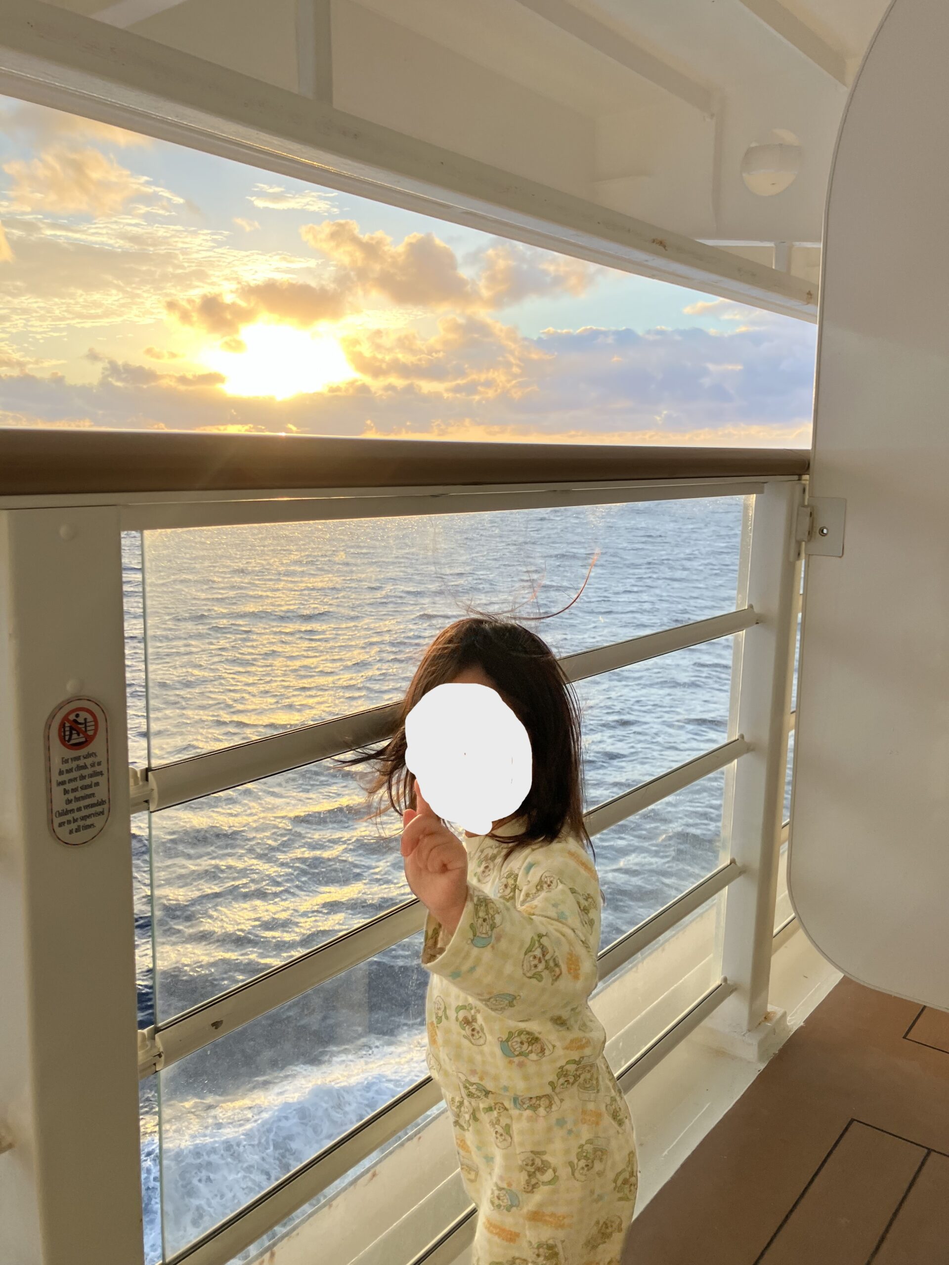 ディズニークルーズのベランダ