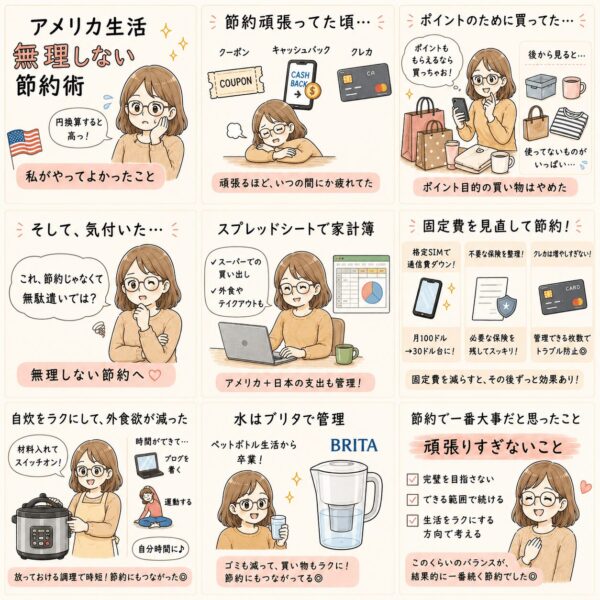 アメリカで無理せず節約漫画