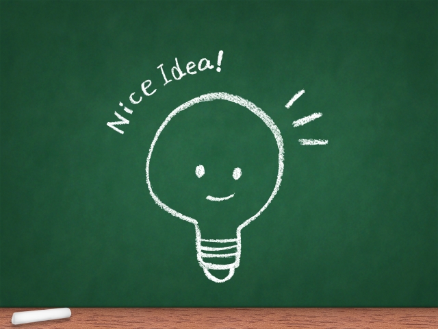 電球の絵と「Nice idea」