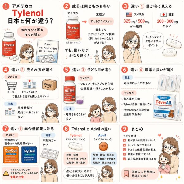 アメリカタイレノールの日本との違い漫画