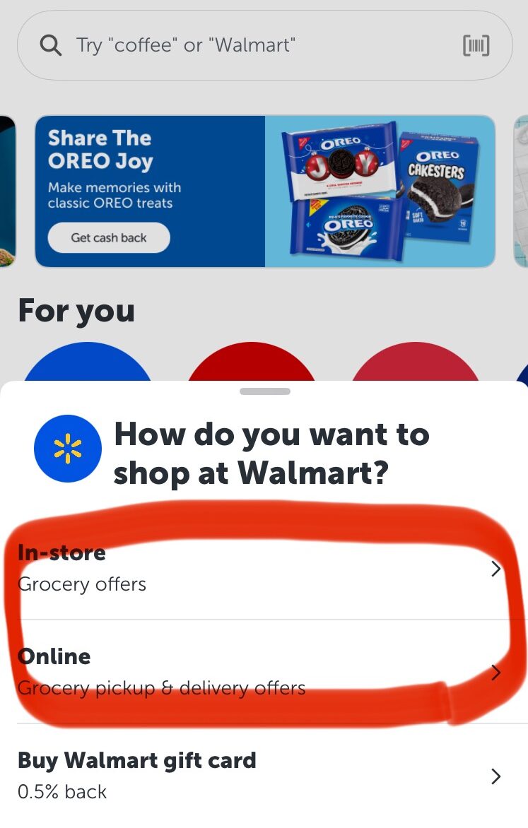 IbottaでWalmartを選択する画面