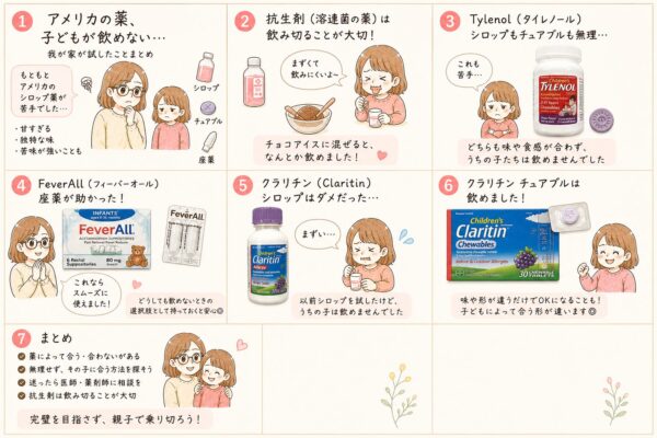 子どもがアメリカの薬を飲めない時の対応漫画