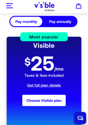 Visibleのプラン選択画面