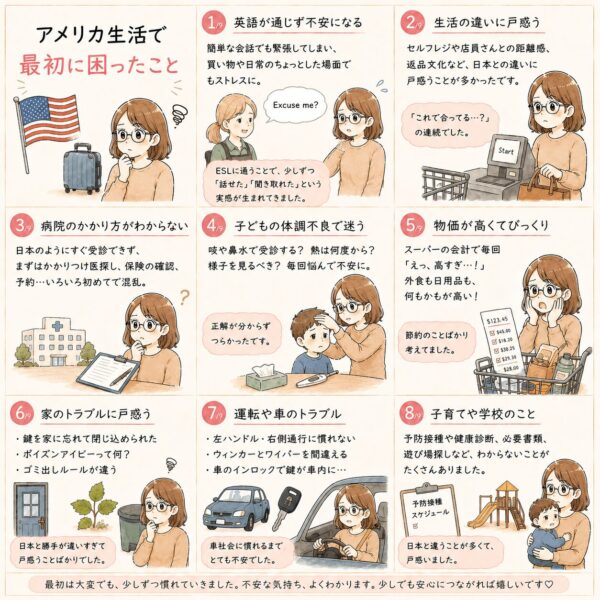 アメリカで初めに困ったこと漫画