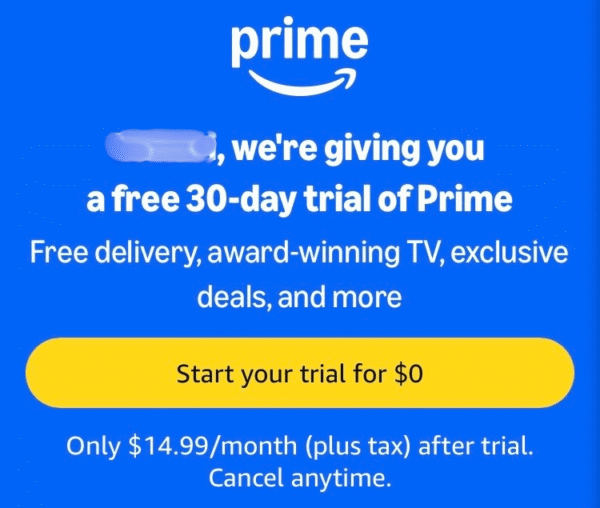 アメリカAmazonプライム無料体験対象か確かめる