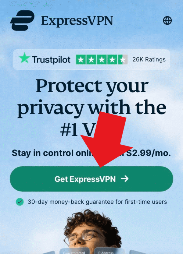 ExpressVPNのホーム画面